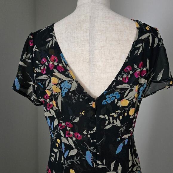 Vintage Kay Unger Silk Midi Asymmetric Floral Dress size 4 - Picture 6 of 8